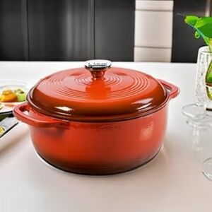Lodge 6QT Enameled Cast Iron Dutch Oven- Poppy